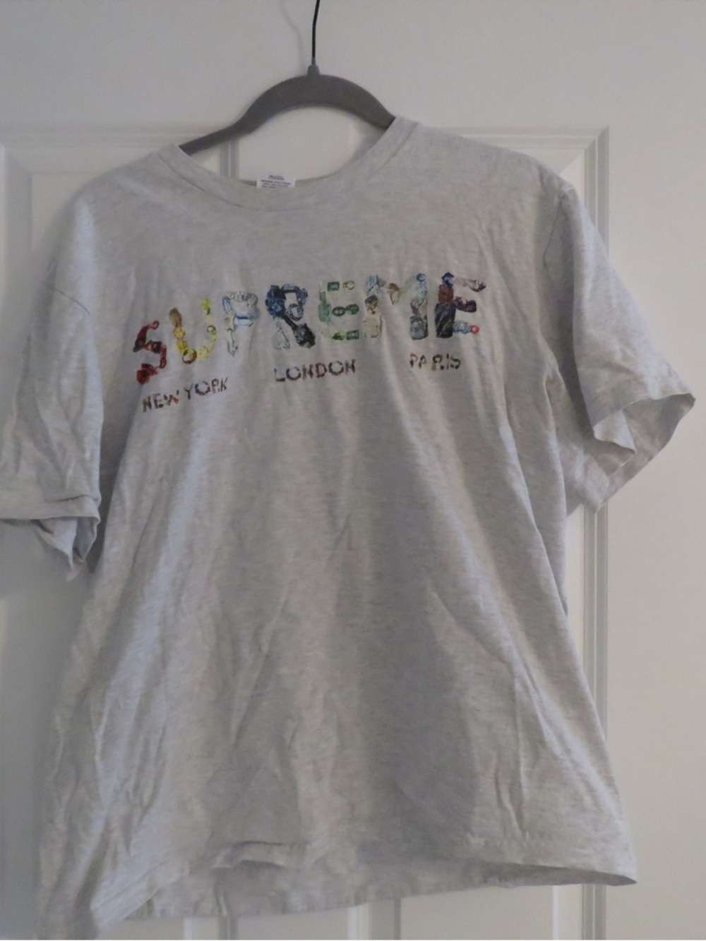 Supreme Grey Graphic Tee - Multicolor Logo